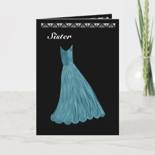 SISTER Maid of Honor Invitation BLUE Gown