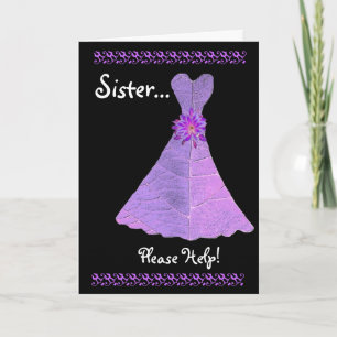 SISTER Maid of Honour  Invitation PURPLE Gown