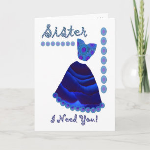 SISTER - Maid of Honour with ROYAL BLUE Dress Invitation