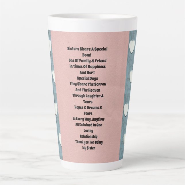 Sister Marshmallow Hearts Latte Mug (Front)