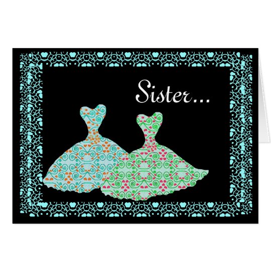 SISTER Matron of Honour Invite Blue & Green Gowns
