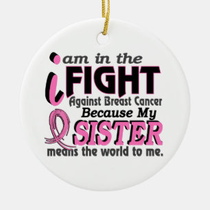 Sister Means The World To Me Breast Cancer Ceramic Tree Decoration