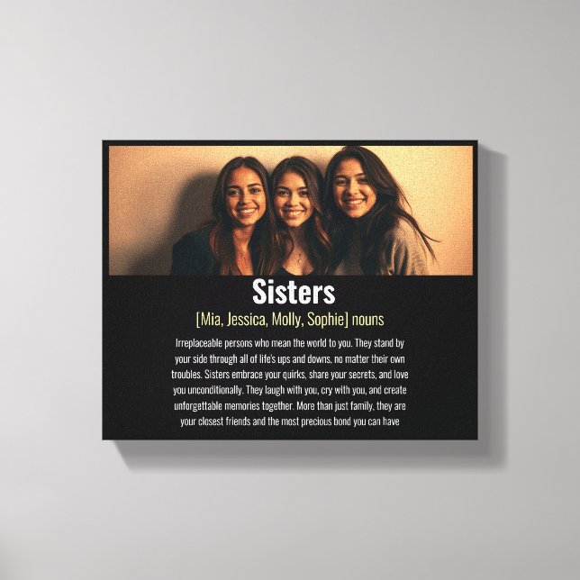 Sister Memorial Definition Custom Acrylic Keepsake Canvas Print (Front)