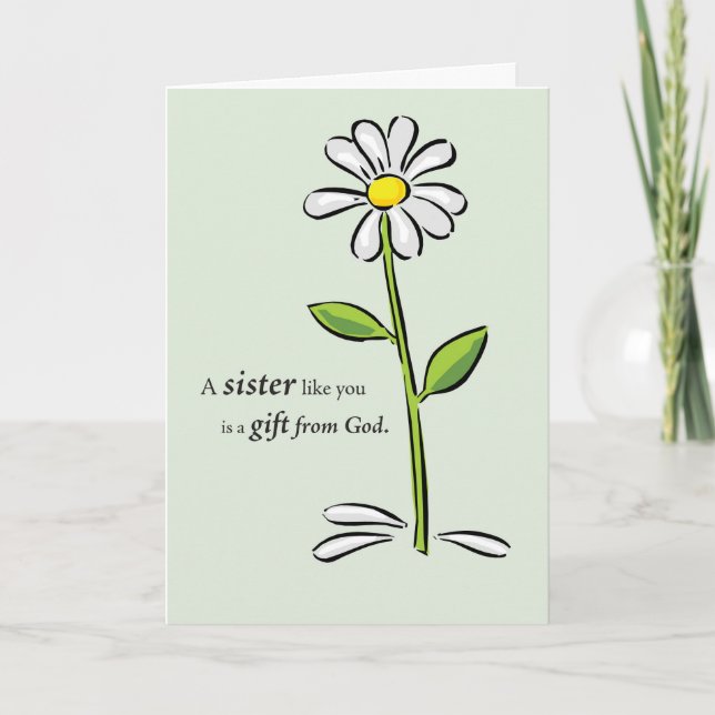 Sister, Mother’s Day, Religious Green Daisy, God Card (Front)