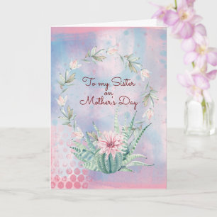 Sister Mother's Day Watercolor Cactus Card