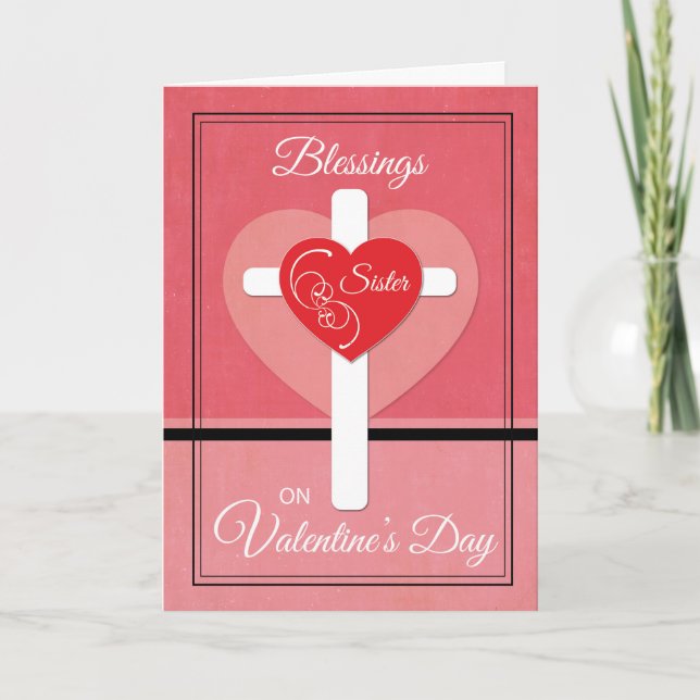 Sister, Nun Valentine's Day Blessings Heart Holiday Card (Front)