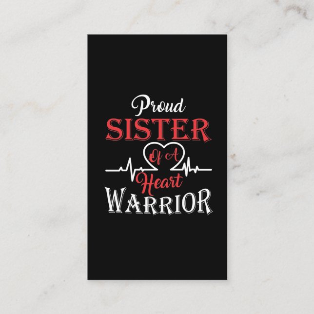Sister of a Heart Warrior Post Heart Surgery Business Card (Front)