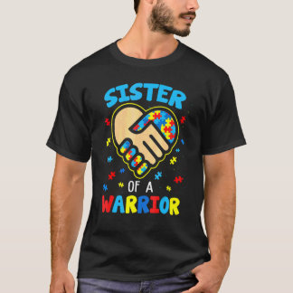 Sister Of A Warrior Autism Awareness Month Puzzle T-Shirt