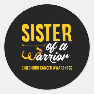 Sister Of A Warrior Brother Childhood Cancer Aware Classic Round Sticker