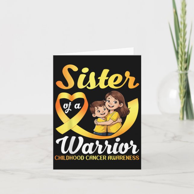 Sister Of A Warrior Childhood Cancer Awareness Bro Card (Front)