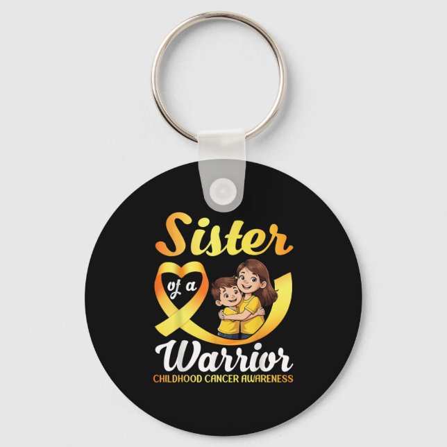 Sister Of A Warrior Childhood Cancer Awareness Bro Key Ring (Front)