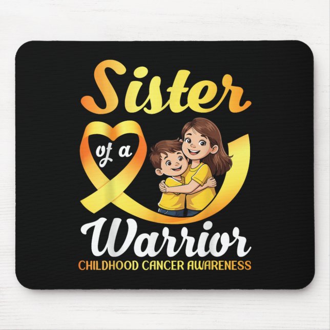 Sister Of A Warrior Childhood Cancer Awareness Bro Mouse Mat (Front)