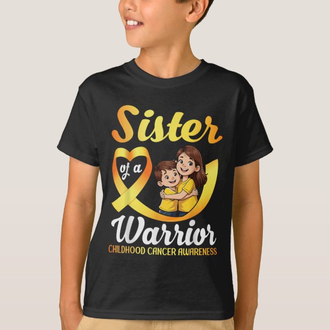 Sister Of A Warrior Childhood Cancer Awareness Bro T-Shirt (Front)