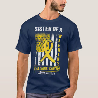 Sister of A Warrior Childhood Cancer Awareness Gol T-Shirt