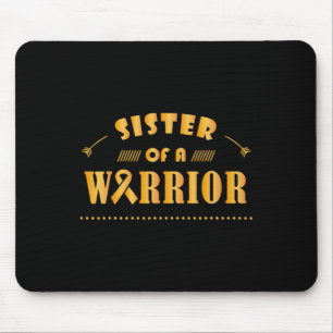 Sister of a Warrior Childhood Cancer Ribbon Awaren Mouse Mat