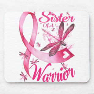 Sister Of A Warrior Dragonfly Breast Cancer Mouse Mat