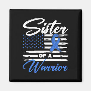 Sister of a warrior usa flag colon cancer magnet