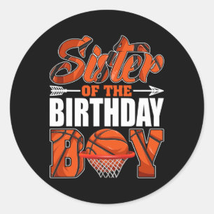 Sister Of Birthday Boy Sketll Matching Family Part Classic Round Sticker