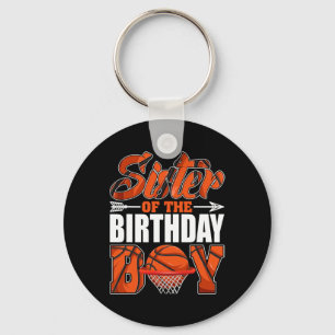 Sister Of Birthday Boy Sketll Matching Family Part Key Ring