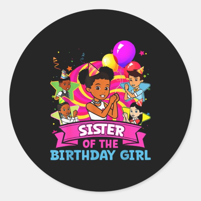 Sister Of Birthday Girl Gracie Nk Doll Family Deco Classic Round Sticker (Front)