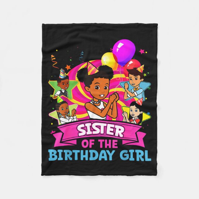 Sister Of Birthday Girl Gracie Nk Doll Family Deco Fleece Blanket (Front)