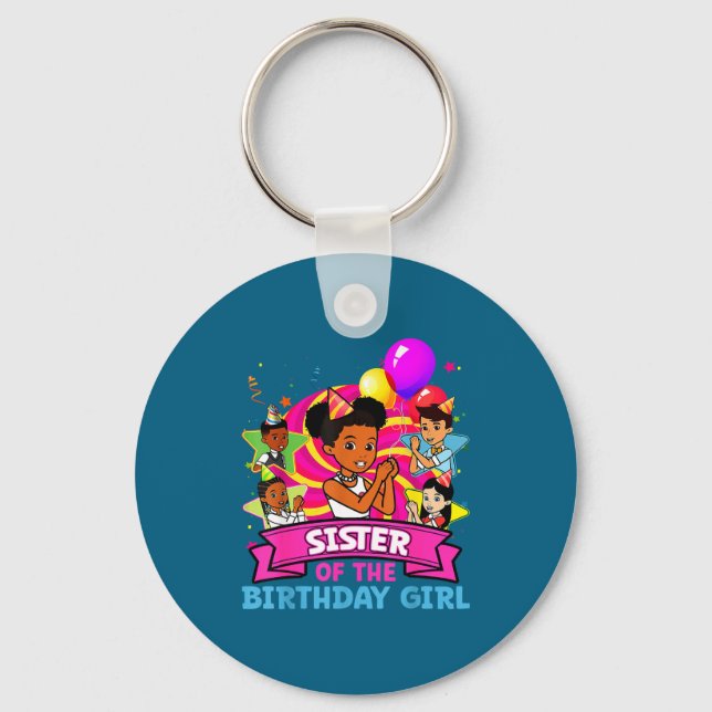 Sister Of Birthday Girl Gracie Nk Doll Family Deco Key Ring (Front)