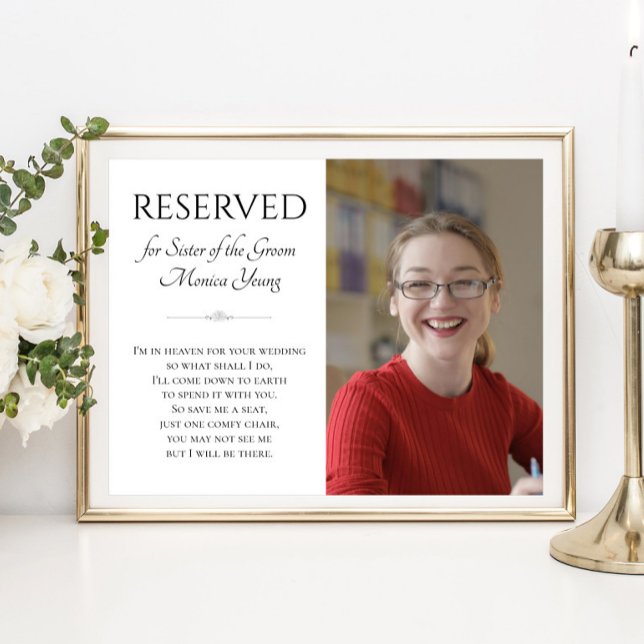 Sister of Groom In Heaven Photo Memorial Wedding Poster (Creator Uploaded)