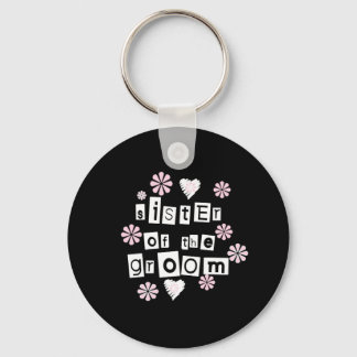 Sister of Groom  White on Black Key Ring