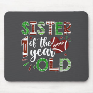 Sister Of The 1 Year Old Football First Birthday B Mouse Mat