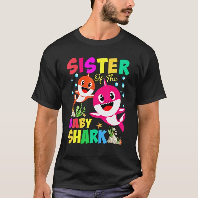 Sister Of The Baby Birthday Shark Sister Shark Chr T-Shirt (Front)