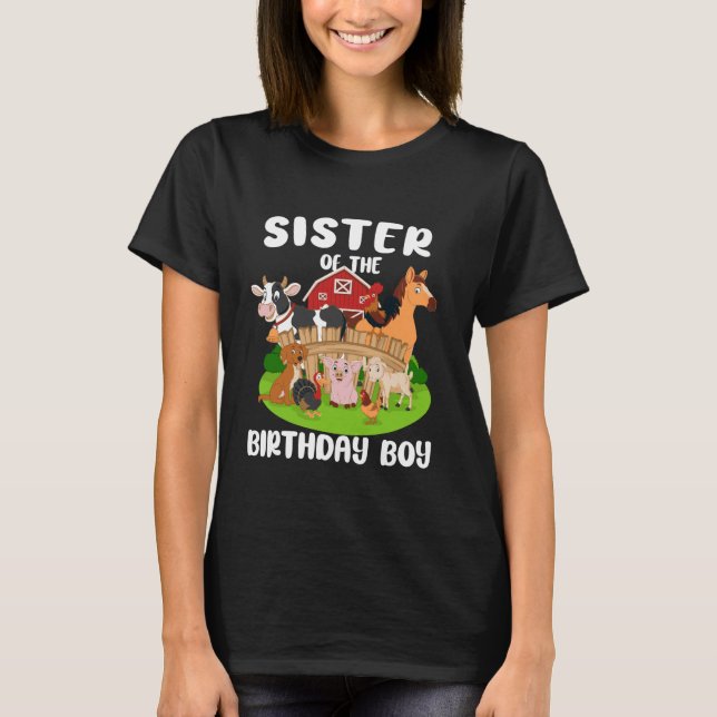Sister Of The Birthday Boy Animal Bday Party T-Shirt (Front)