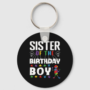 Sister Of The Birthday Boy Autism Awareness Puzzle Key Ring