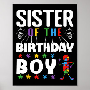 Sister Of The Birthday Boy Autism Awareness Puzzle Poster