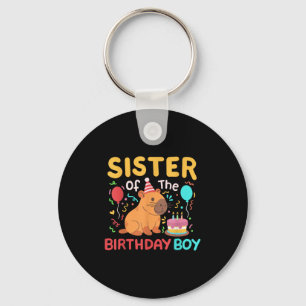 Sister Of The Birthday Boy Capybara Capy Kids Bday Key Ring