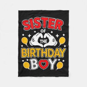 Sister Of The Birthday Boy Family Matching Dad Mom Fleece Blanket