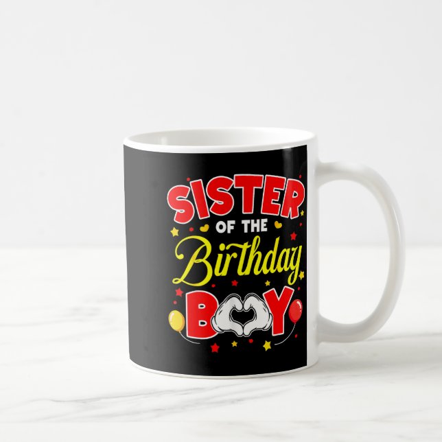 Sister Of The Birthday Boy Matching Family Party B Coffee Mug (Right)