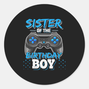 Sister Of The Birthday Boy Matching Video Game Bir Classic Round Sticker