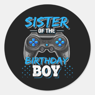 Sister Of The Birthday Boy Matching Video Game Bir Classic Round Sticker