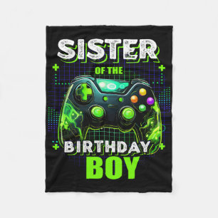 Sister Of The Birthday Boy Matching Video Game Bir Fleece Blanket