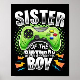 Sister Of The Birthday Boy Matching Video Game Bir Poster