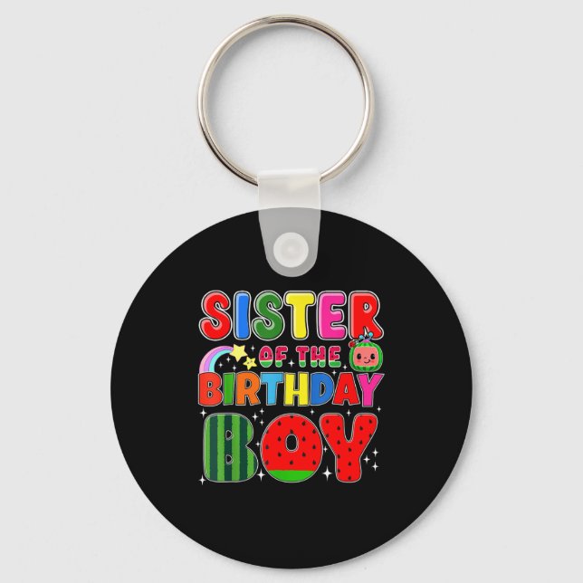 Sister Of The Birthday Boy Melon Family Matching F Key Ring (Front)