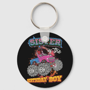 Sister of the Birthday Boy Monster Truck Birthday Key Ring