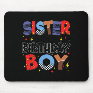 Sister Of The Birthday Boy Racing Car Family Party Mouse Mat