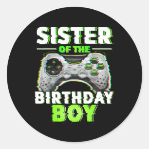 Sister Of The Birthday Boy Video Gamer Matching Fa Classic Round Sticker