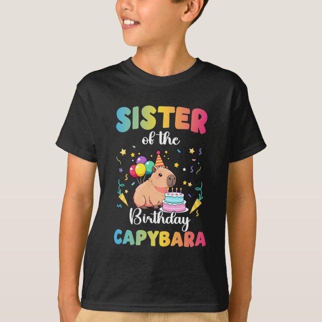 Sister Of The Birthday Girl Capybara Bday Party Fa T-Shirt (Front)