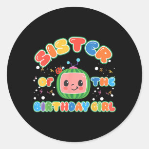 Sister Of The Birthday Girl Funny Melon Family Classic Round Sticker