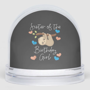 Sister of the Birthday Girls Sloth B-Day Party T-S Snowglobe