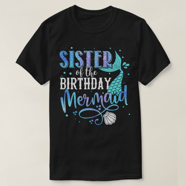 Sister Of The Birthday Mermaid Family Matching Par T-Shirt (Design Front)