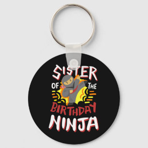 Sister Of The Birthday Ninja Karate Kids Bday Part Key Ring