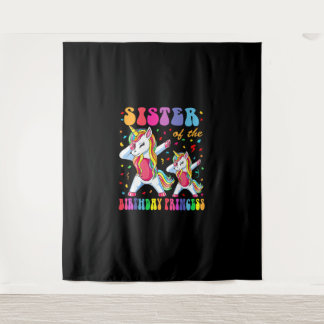 Sister of the Birthday Princess Girl Dabbing Unico Tapestry